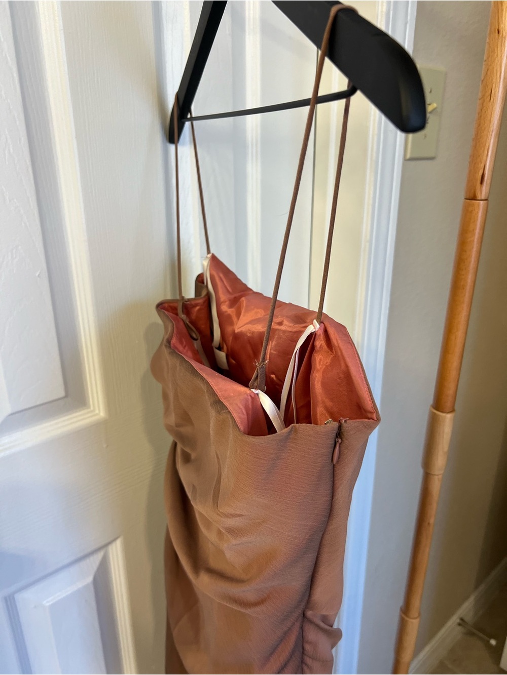 Vintage Watters Copper Brown Spaghetti-Strap Bridesmaid Dress - Picture 9 of 9